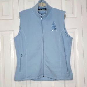 Tri Mountain Fleece Vest Embroidered Tree Pockets Outdoors Winter Skiing Warm